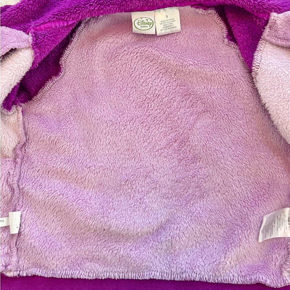 šTinker Bell by Disney fairies size 5 super soft purple coat with pockets! - Picture 6 of 9